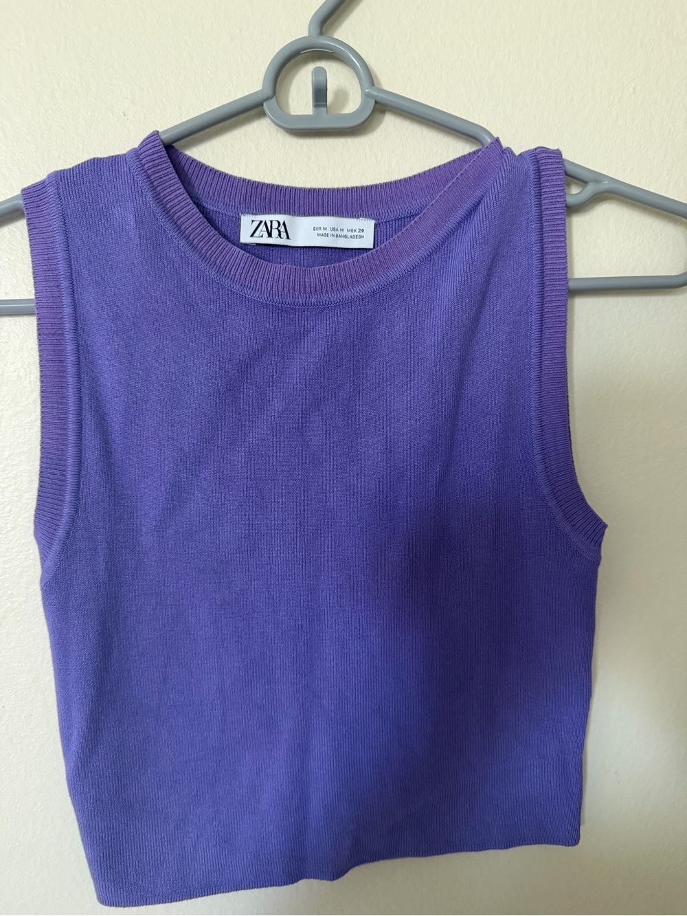 Zara Violet Ribbed Sleeveless Knit Top